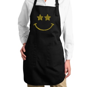 LA Pop Art &quot;Word Art&quot; Full Unisex Apron-  Rockstar Smiley