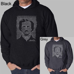 Men's Hooded Sweatshirt - Edgar Allen Poe - The Raven - Created using the full text to The Raven