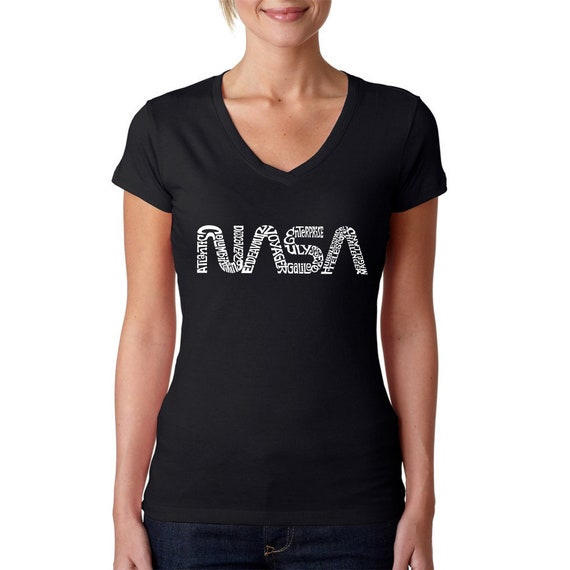 Women's Word Art V-Neck T-Shirt Worm Nasa