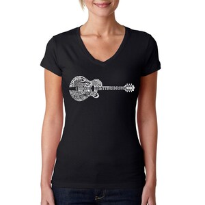 Women's V-neck T-shirt - Country Guitar Created using the some of Country Music’s Most Legendary Names.