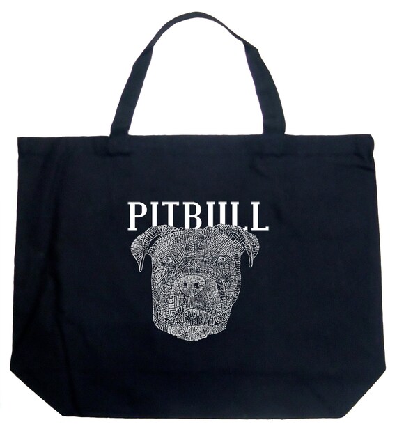 LA Pop Art Large Word Art Tote Bag Pitbull Face | Etsy