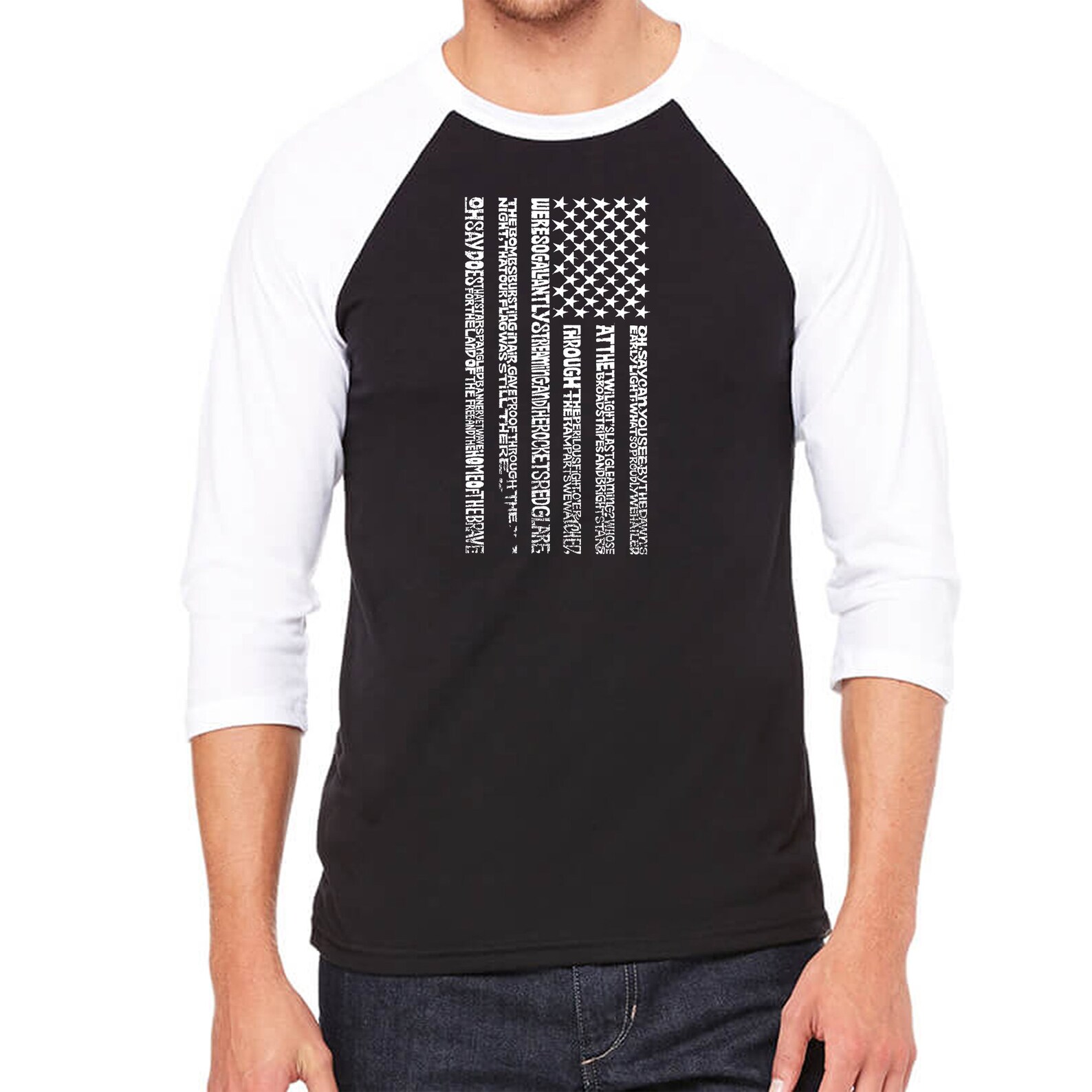 Men's Raglan Baseball Word Art T-shirt National Anthem - Etsy