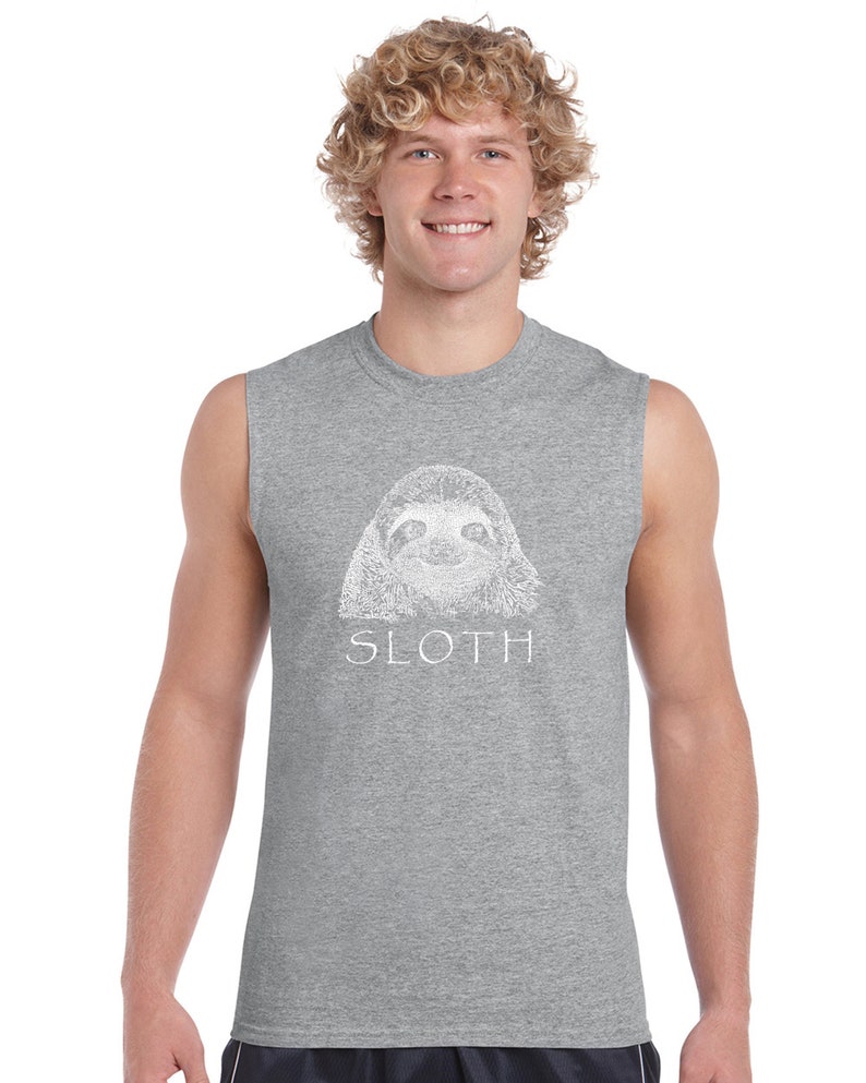 Men/'s Word Art Sleeveless T-shirt Sloth