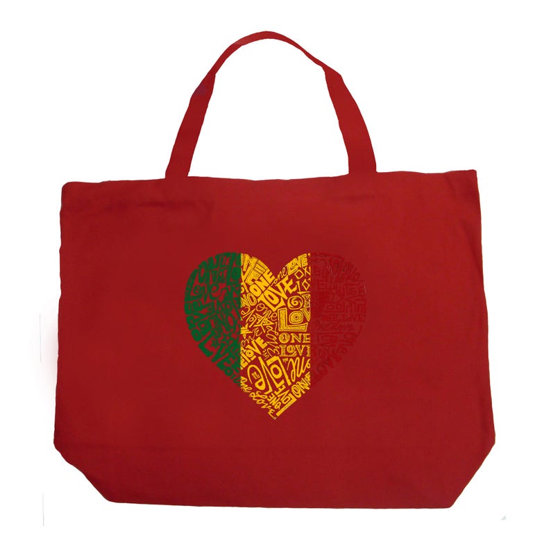 Large Tote Bag Created using the Words One Love Heart image 3