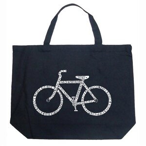 Large Tote Bag - Created using the word Save a Planet, Ride a Bike