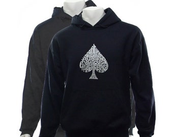 Men's Hooded Sweatshirt - Order of Winning Poker Hands - Created Using Winning Poker Hands