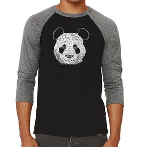 Men&#39;s Raglan Baseball Word Art T-shirt - Panda