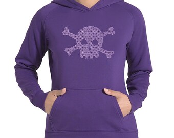 売れ筋商品|||エルエーポップアート カットソー トップス レディース Women's Rock and Roll Skull Word Art Hooded Sweatshirt Purple LA Pop Art Women's Word Art Hooded Sweatshirt - Flower Skull
