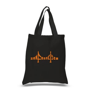 LA Pop Art &quot;Word Art&quot; Small Tote Bag - San Francisco Bridge