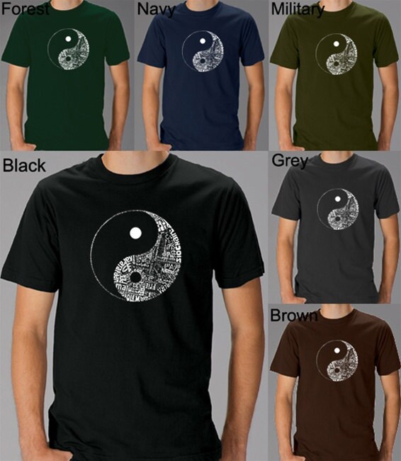 Men's T-shirt - Yin Yang - Created Using the Word PEACE in 77