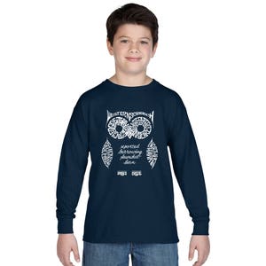 Boy's Long Sleeve T-shirt Created out of the Different Species of Owl image 5