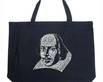 Large Tote Bag - Created using The titles of all of William Shakespeare&#39;s Comedies & Tragedies