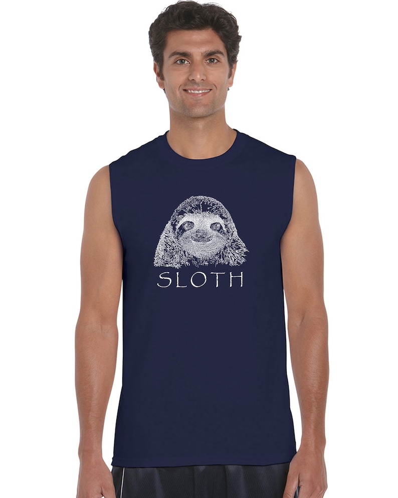 Men/'s Word Art Sleeveless T-shirt Sloth