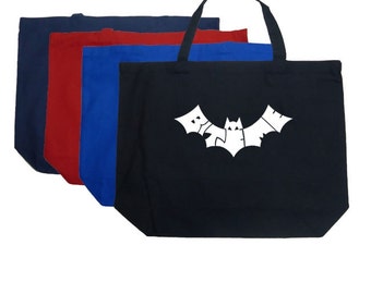 Large Tote Bag - Bat design created out of the words Bite Me