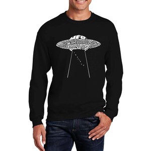 Men&#39;s Word Art Crewneck Sweatshirt - Flying Saucer UFO