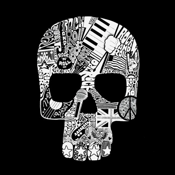 売れ筋商品|||エルエーポップアート カットソー トップス レディース Women's Rock and Roll Skull Word Art Hooded Sweatshirt Purple LA Pop Art Women's Rock and Roll Skull Word Art Crewneck