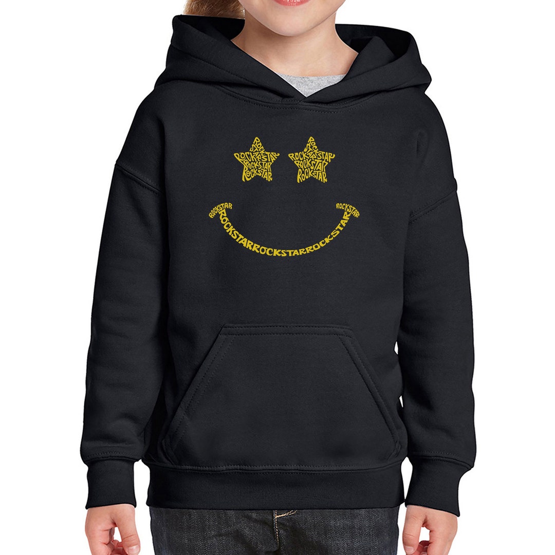 Girl's Word Art Hooded Sweatshirt - Rockstar Smiley - Etsy