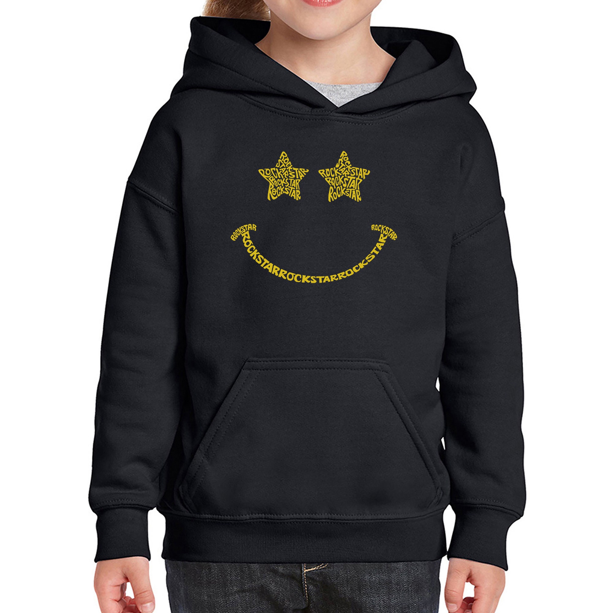 Girl's Word Art Hooded Sweatshirt - Rockstar Smiley - Etsy