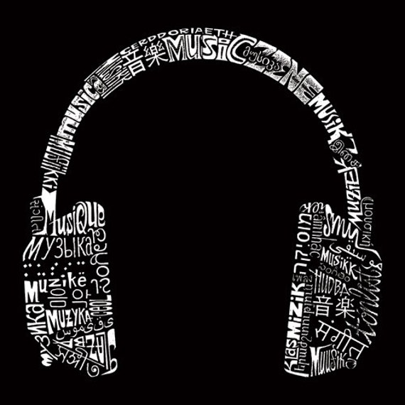 Men's T-shirt - Headphones - Created Using the Word Music in