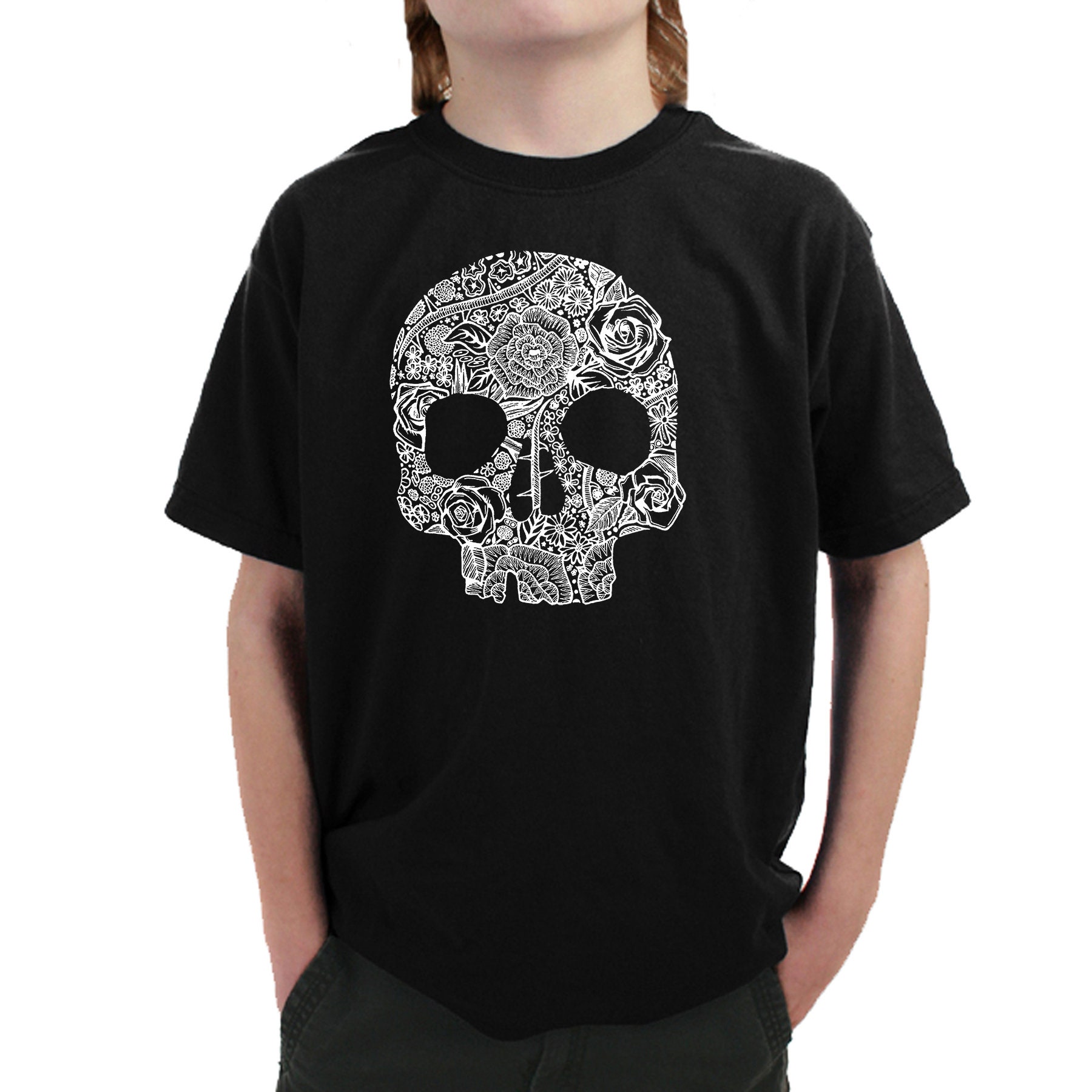 Boy's Word Art T-shirt - Flower Skull - Etsy