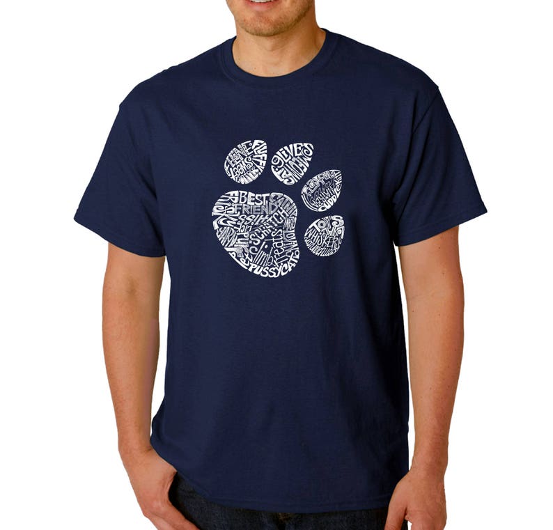Men's Tshirt Cat Paw Print Created Out of Cat Themed Etsy