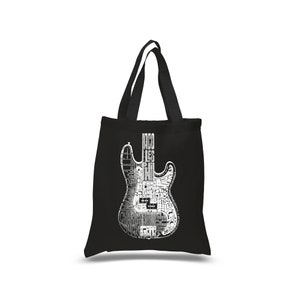 LA Pop Art Small &quot;Word Art&quot; Tote Bag - Bass Guitar