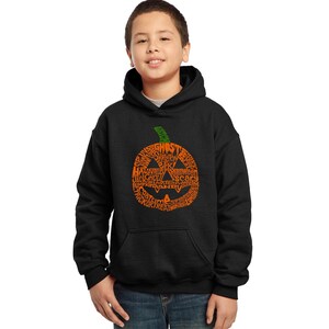 Boy&#39;s Word Art Hooded Sweatshirt - Halloween Pumpkin