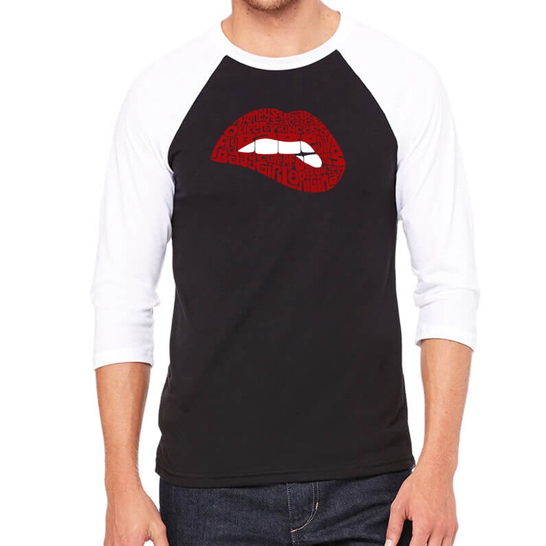 Savage Lips Men/'s Raglan Baseball Word Art T-shirt