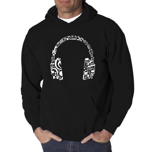 Men&#39;s Word Art Hooded Sweatshirt - Music Note Headphones