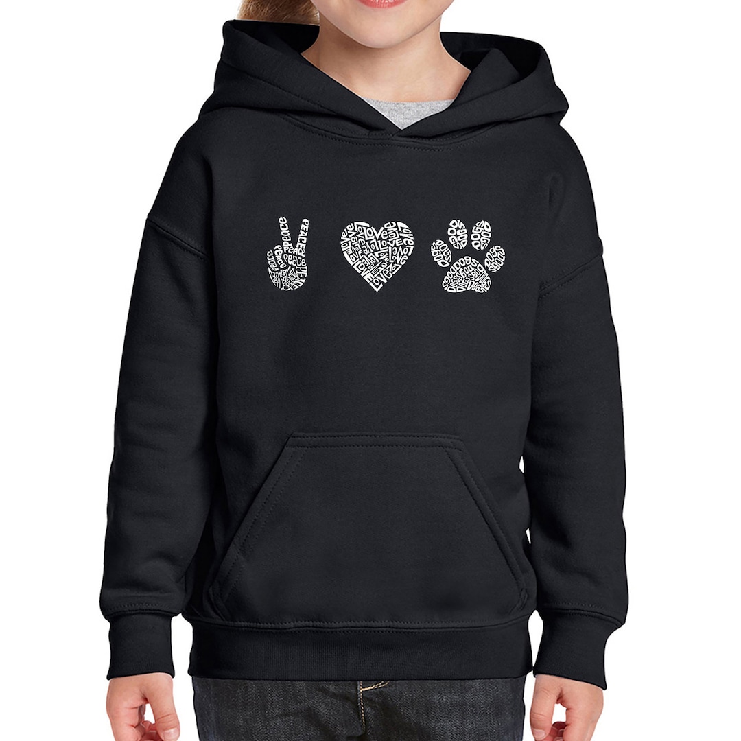 売れ筋商品|||エルエーポップアート カットソー トップス レディース Women's Dog Paw Prints Word Art Hooded Sweatshirt Purple LA Pop Art Women's 