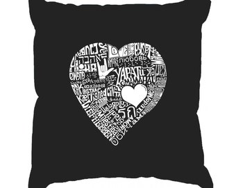 Throw Pillow Cover - Word Art - Love In 44 Different Languages