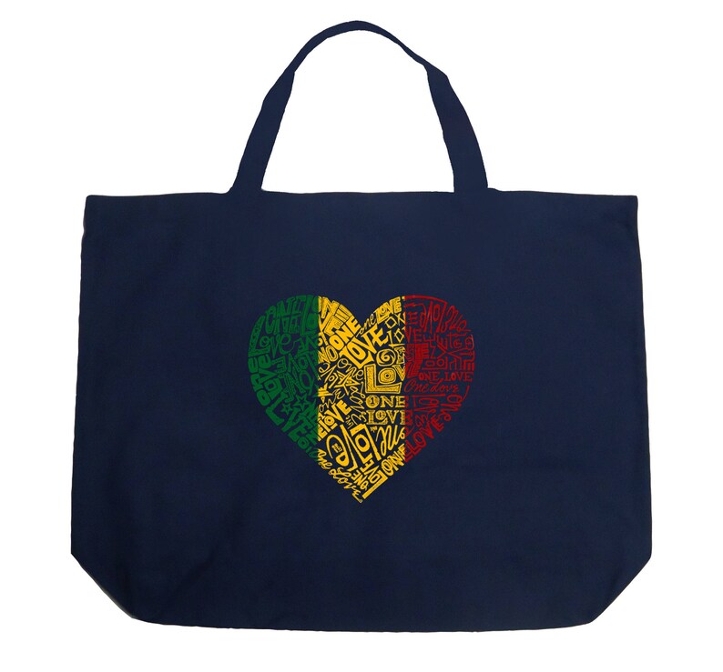 Large Tote Bag Created using the Words One Love Heart image 4