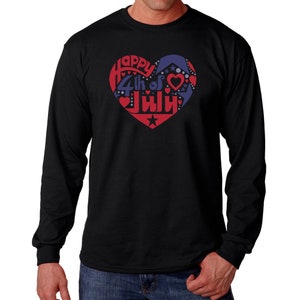 Men&#39;s Word Art Long Sleeve  T-shirt -  Happy 4th of July