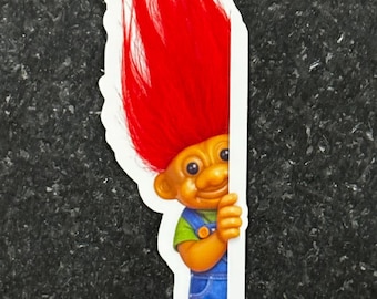 Peeking Troll Sticker HOW FUNNY is this!! | 90s Nostalgia Vinyl Decal (Waterproof)