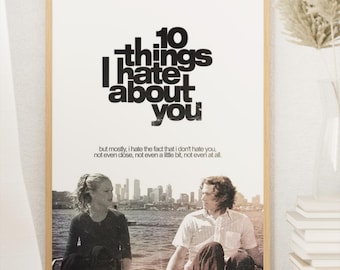 Pôster de 10 Coisas que Eu Odeio em Você | Arte de Parede Retrô de Filme Romântico | Impressão de Filme Adolescente dos Anos 90 | Decoração com Estética Vintage
