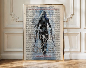 Pôster de Trono de Vidro | Arte de Parede de Livro de Fantasia | Impressão Inspirada em Sarah J. Maas | Pôster Decorativo Dark Academia