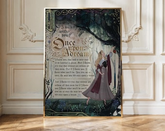 Pôster da Bela Adormecida | Arte de Parede Princesa Disney | Impressão de Conto de Fadas Fantástico | Decoração de Castelo Mágico | Pôster Vintage de Princesa