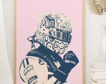 Pôster rosa de Fórmula 1 | Arte de parede feminina de F1 | Impressão de carro de corrida | Decoração com estética de automobilismo | Pôster rosa de corrida