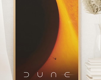 Pôster de Duna | Arte de parede inspirada em filmes de ficção científica | Impressão de fantasia no deserto | Decoração cinematográfica | Pôster com estética futurista