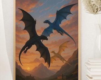 Fourth Wing Poster | Dragon Fantasy Book Wall Art | Empyrean Series Print | Dark Academia Decor Poster