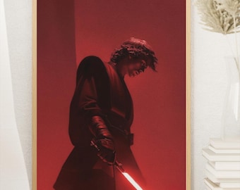 Pôster de Anakin Skywalker | Arte de parede de Star Wars | Impressão Jedi de Darth Vader | Decoração de filme de ficção científica | Pôster galáctico