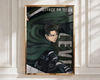 Levi Ackerman Poster | Attack On Titan Wall Art | Anime Captain Print | Dark Manga Decor | AOT Anime Poster