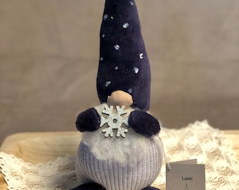 Collectible Gnome Gift Personality Storybook Gnome Shelf Sitter Decoration Gnome Gift Gnome Lover Present Winter Gnome Snowflake Lumi