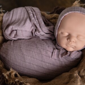 Newborn Photography Prop Set | Baby Girl Wrap Set | Baby Wrap, Bonnet | Stretch Wrap | Photo Prop | Stretch Knit Wrap