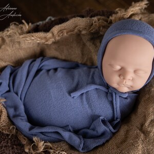 Newborn Photography Prop Set | Baby Girl Wrap Set | Baby Wrap, Bonnet and Tieback | Stretch Wrap | Photo Prop | Stretch Knit Wrap