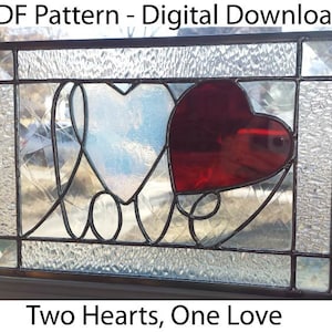 Two Hearts, One Love Stained Glass PDF Pattern