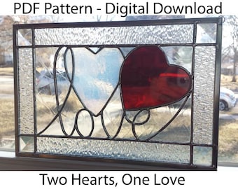 Two Hearts, One Love Stained Glass PDF Pattern