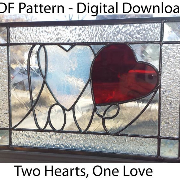 Two Hearts, One Love Stained Glass PDF Pattern