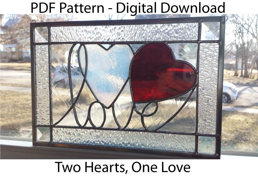Two Hearts, One Love Stained Glass PDF Pattern