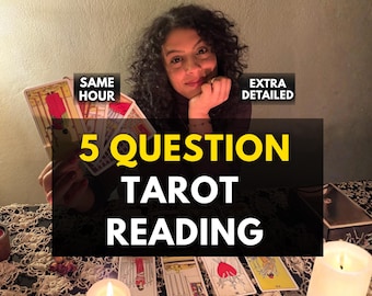 Same Hour 5 Question Tarot Reading : Love, Career & Life Insight, Personalized Guidance, Detailed Answers (Personalized Written Reading)
